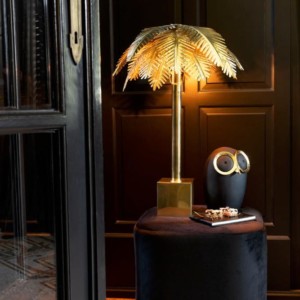 Lampe Feuilles De Coco Acier Or
