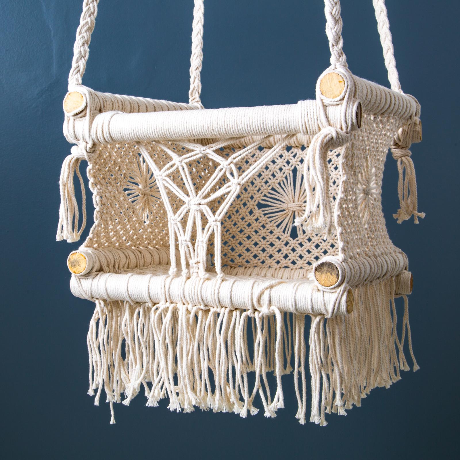 Balançoire bébé double Macramé - CREME