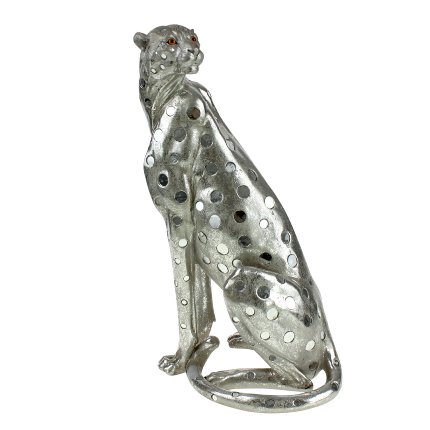 Léopard assis Sculpture en résine